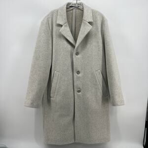 H&M Gray Wool Blend Long Coat Men’s Medium Minimalist Overcoat Clean Preppy